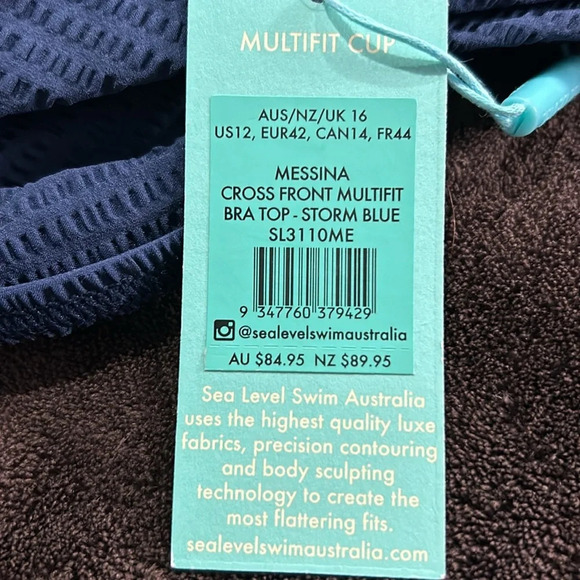 Nwt Sea level swim storm blue bikini top US size 12 - Picture 4 of 6